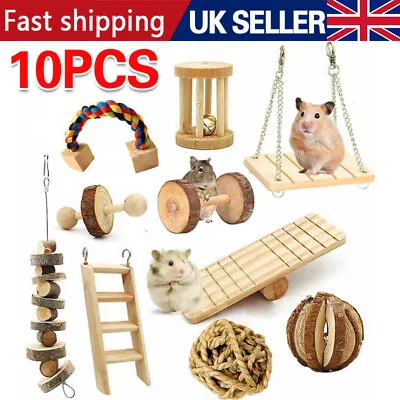 10Pcs Wooden Hamster Chew Toy Hamster Rabbit Guinea Pig Small Pet Accessories A • £13.39