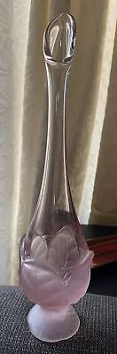 Viking Glass Pink Swung Glass Vase Tulip Frosted 14  Tall MCM • $55