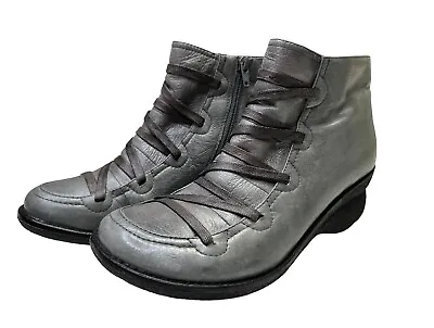 MIZ MOOZ Ohara Ankle Boots Wedge Icey Gray Size 7.5 - 8 EU 38 • $65