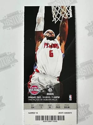 2013 Brooklyn Nets At Detroit Pistons Ticket 12/13/13 • $8