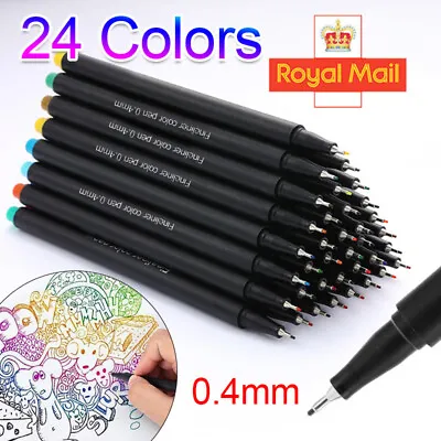 UK 24 Colors Acrylic Paint Marker Pens Fine Tip Pens Rock Drawing Pen Waterproof • £6.49