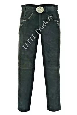 AUTHENTIC Suede Leather Pants/German Bavarian Lederhosen Oktoberfest Men's Pants • $99