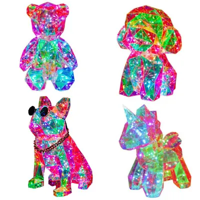 3D Flashing Light Up Glowing LED Transparent Interactive USB Teddy Bear Light • £70