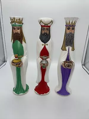 Vintage Three Wise Men Nativity Set Hand Painted 13  Craft Mid Century Modern • $75