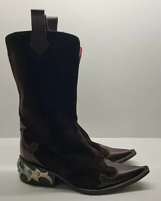 $299.99 • Buy VICINI Cowboy Boots Brown Suede Giuseppe Zanotti Design Women Size 6 B