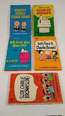 5 Vintage Peanuts Charlie Brown Snoopy Books Charles Schulz Late 60s Early 70s • $4