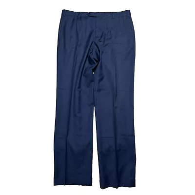 Zanella Devon Dress Pants Mens 36 X 34 Navy Blue Wool Italy Trouser Slacks • $50