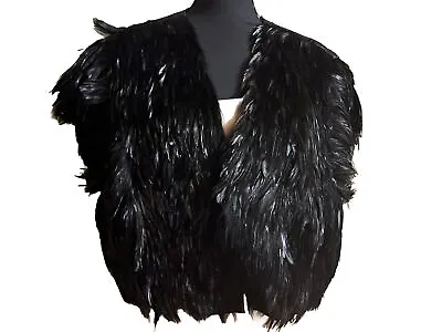 Ashro Feather Shawl Jacket Dressy Church Shrug Plus Size 22 Gothic Cape Bolero • $56.25