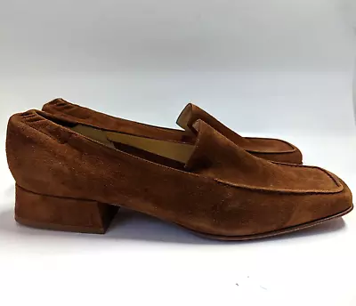 Via Spiga Ellis Brown Suede Loafer Shoes Womens 8.5 M Made In Italy • $99.99