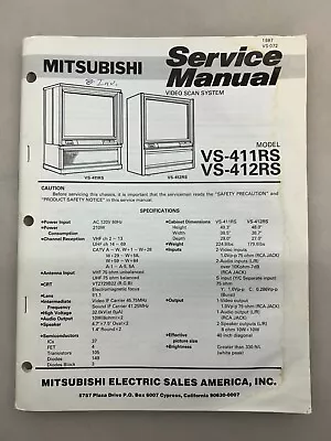 Mitsubishi VS-411RS 412RS Original Service Manual Free Shipping • $10