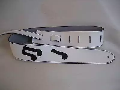 Unique Leather White Musical Notes Guitar/bass Strap • $44