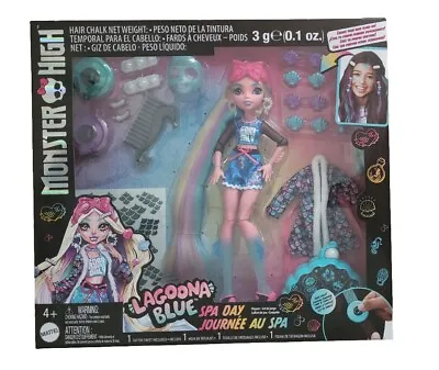 Monster High Lagoona Blue Doll Spa Day Playset + Hair Chalk + Tattoos NEW IN BOX • $33.99