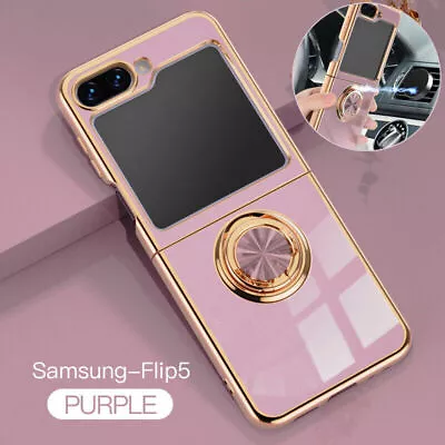 $15.97 • Buy Shockproof Case For Samsung Galaxy Z Flip 5 Plating Magnetic Ring Holder Cover