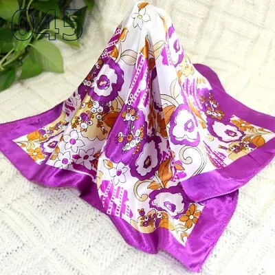 Vintage Elegant Designs Silk Satin Feel Ladies Small Square Head / Neck Scarf 45 • $4.49