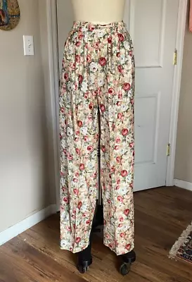 VINTAGE 1990s Abercrombie & Fitch High-waist Floral Roses Pleated Pants *MEDIUM* • $25