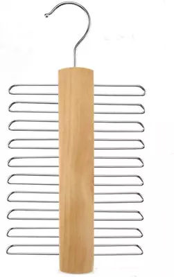 Wood Tie Rack HolderPremium Wooden Necktie And Belt HangerRotate To Organizer • $7.82