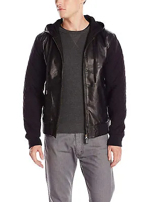 Zanerobe Men's Detriot Hooded Leather Jacket Small Black • $119.57