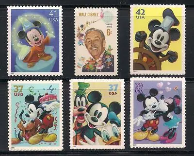 Complete Set Of 5 Mickey Mouse Stamps + 1968 Walt Disney Stamp - Mint Condition • $14.95