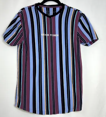 Vox Populi For The People Shirt Mens Medium Stripe Good Vibes Street Bloke Retro • $15.88