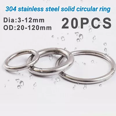 Stainless Steel 20* 304 Round Rings Heavy Duty Solid Metal O Ring Welded Circle • $14.13