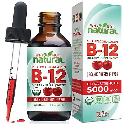 Why Not Natural Organic Vitamin B12 Liquid - Sublingual Extra Strength 60 X 5... • $27.88