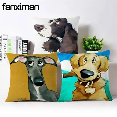 Home Decorative Cushion Cover Bulldog Dachshund Greyhound Schnauzer Cushion Case • £3.59