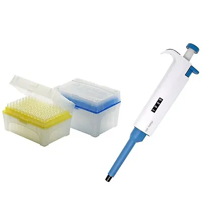 Adjustable Variable Single Channel Micropipette 20-200ul Kit 2 Racks Of 96 Tips • $39