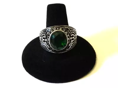 Vintage United State Army US Military Green Cubic Stone Metal Class Ring Size 11 • $29.85
