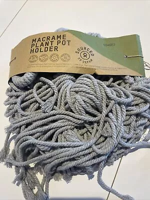 1x Macrame Grey Cotton Plant Hanger Flower Pot Holder Hanging Rope • £1.99