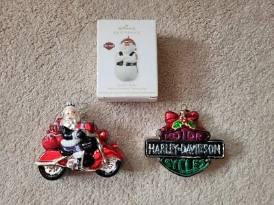 Harley Davidson Snowman Bar And Shield Santa Motorcycle Christmas Ornaments  • $24.95
