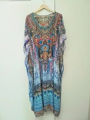 Inoa Sz 3 Approx 20 Silk ? Maxi Kaftan Dress Embellished Near New • $95