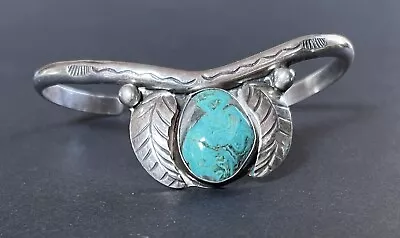 Vintage Navajo Turquoise Stamped Sterling Bracelet/Cuff • $68