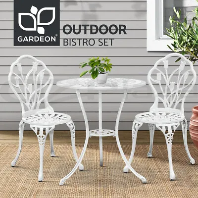 Gardeon Outdoor Setting 3 Piece Bistro Chairs Table Set Cast Aluminum Patio • $168.95