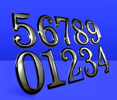 £1.95 • Buy Self Adhesive Door Numbers Chrome Finish 2  Number Letter House Apartment UK 