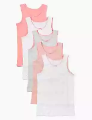 £11.99 • Buy M&S Marks & Spencer Girls 5 PACK Pink Spot School Cami Vest Tops Underwear 2-16