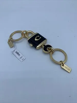 Coach LOCK & KEY Bag Charm Keychain Valet Key Chain Metal FOB C1679 Black Gold • £53.03