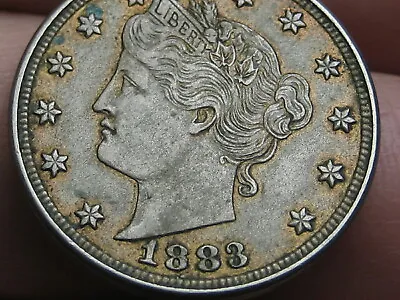 1883 Liberty Head V Nickel- No Cents AU Details Old Racketeer Nickel? • $20.43