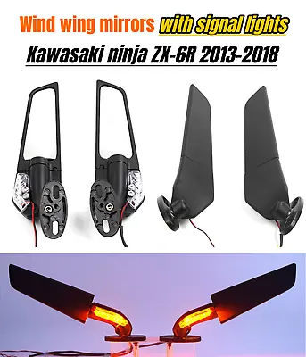 Motorcycle LED Turn Signal Lights Wind Wing Mirrors For Kawasaki ZX6R 2013-2018 • $45.50