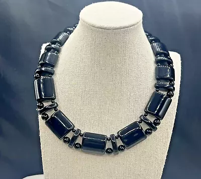 Vintage Monet Black Lucite Collar Big Chunky Necklace • $5.99