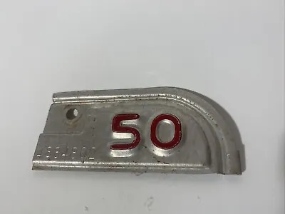 Vintage 1950 Car Registration Tag Tab Metal Red Original • $63