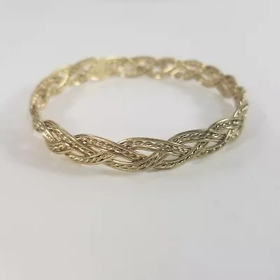 Vintage Gold Tone Chain Braided Weave Solid Bangle Bracelet • $15.99