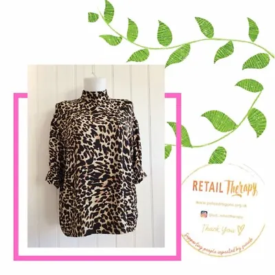 Women’s Zara Leopard Print High Neck Blouse Size XS • £0.99