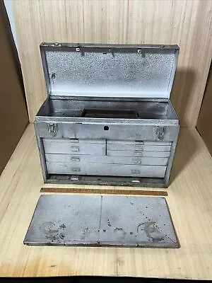 Vintage Kennedy Tool Box Machinist Chest Felt Lining 7 Drawer Model #520 Silver￼ • $99.50