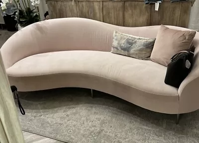 Pink Velvet Curved Sofa • $989
