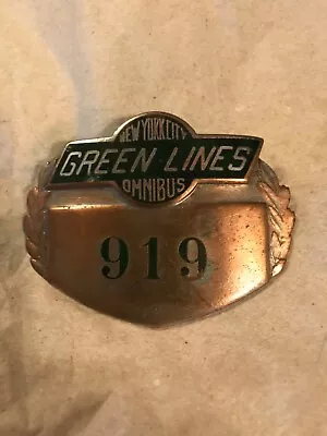 Vintage 1940s? New York City Green Lines Omnibus NYC Bus Driver Hat Badge • $111.13