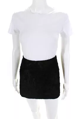 Milly Womens Zip Up Faux Fur Mini Skirt Black Size 6 • $2.99