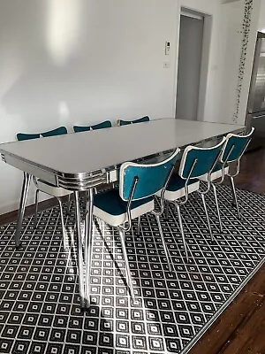 $500 • Buy Vintage Retro Antique Laminex Kitchen Dining Table And Chairs Vinyl Chrome Read
