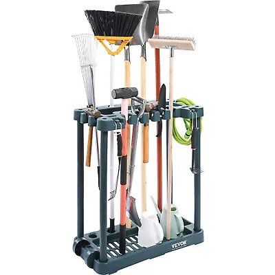 VEVOR Garden Tool Storage Rack Garage Organizer 10 Slots Yard Broom Mop Holder • £28.18