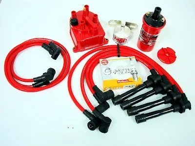 Vms 93-01 Honda Prelude H22  Msd Coil Wires Ngk Plugs Red Distributor Cap Kit • $179.88