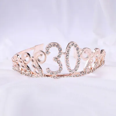  16th Birthday Decorations For Women Rhinestone Headbands 30th Sash Big Crown • £6.65